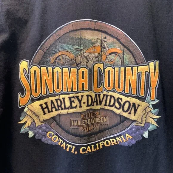 Harley Davidson Motorcycles Sonoma County Cotati California Graphic Tee Size XL - Picture 8 of 8